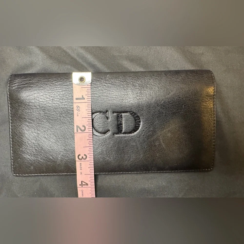 Christian Dior “CD” Black w/Red Interior Leather Wallet